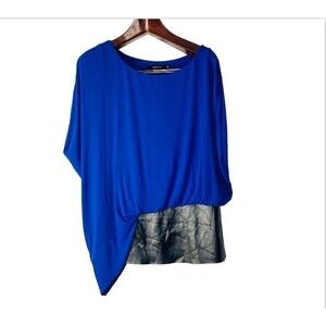 Ark & co Y2K asymmetrical blue faux leather mini dress large